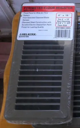 4151004 Continental Industries Selkirk Perimeter Floor Register- Brown 10 Inch X 4 -stamped Steel Construction
