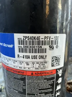 Zps40k4e-pfv-130 Copeland Scroll Compressor R-410a Used