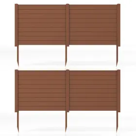 Hcst02902 Costway 2pcs 48 Inch X 37.5 Air Conditioner Fence Screen Panel Kit With 3 Ground Stakes Brown