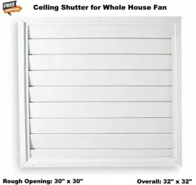 3c511 Dayton Ceiling Shutter Whole House Fan Gravity Exhaust 30 Inch X Duct White Automatic