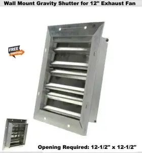 3hhn5 Dayton Gravity Shutter Wall Mount For 12 Inch Exhaust Fan Front Flange Workshop Garage