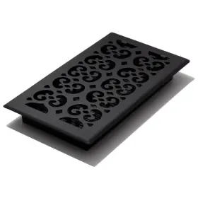 Decor Grates 313054587596 6 Inch X 12 Scroll Text Black Floor Register High Impact Plastic Damper Box