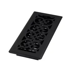 Decor Grates 445017999948 4 Inch X 10 Black Steel Floor Register With Damper Box