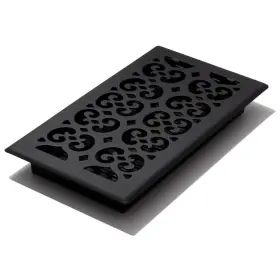 Decor Grates 705353800733 6 Inch X 12 Scroll Text Black Floor Register High Impact Plastic Damper Box