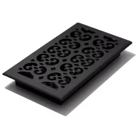 Decor Grates 711181453577 6 Inch X 12 Scroll Text Black Floor Register High Impact Plastic Damper Box