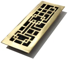 Ab414-sb Decor Grates 771308003788 4-inch By 14-inch Abstract Floor Register Solid Brass With Satin Br