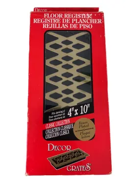 Gp410 Decor Grates 771308005225 New Floor Register 4 Inch X 10 Brass Plated Classic All Metal Nos