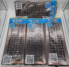 Ajh412-blk Decor Grates 771308021935 Oriental Floor Register 4x12 Inches Textured Black Lot Of 4