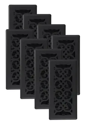 St410-8 Decor Grates 771308028453 Scroll Design Floor Register 4x10 Inches Textured Black 8 Pack