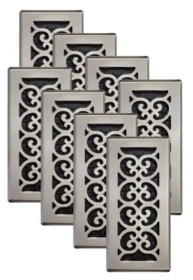 Sph410-nkl-8 Decor Grates 771308028460 Scroll Design Floor Register 4x10 Inches Brushed Ni