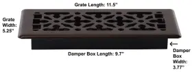 Agh410-rb-8 Decor Grates 771308028507 Gothic Floor Register 4x10 Inches 8 Pack Rubbed Bronze Finish #3