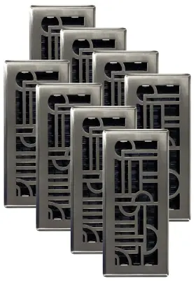 Adh410-nkl-8 Decor Grates 771308028521 Art Deco Floor Register 4x10-multipack Brushed Nicke