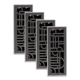 Adh412-nkl Decor Grates 771308029146 4-pack Art Deco Floor Register 4x12 Inches Brushed Nickel