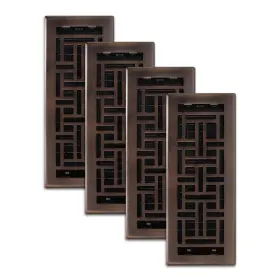 Ajh412-rb Decor Grates 771308029337 4-pack Oriental Floor Register 4x12 Inches Rubbed Bronze Finish