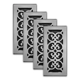 Sph410-nkl Decor Grates 771308029528 4-pack Scroll Design Floor Register 4x10 Inches Brushed Nickel