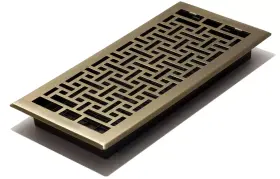 77130800596 Decor Grates Ajh614-a Oriental Floor Register 6 Inch X 14 Antique Brass