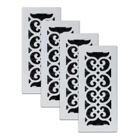 Fs410-wh-4 Decor Grates 4-pack Scroll Design Floor Register 4x10 Inches Painted White Fs410-wh