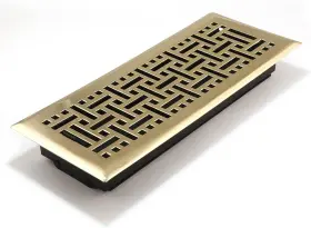 H9qk Decor Grates Floor Register With Wicker Design 4 Inch X 12 Polished Brass-scratches #2