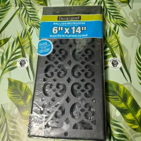 St614w Decor Grates 6 Inch X 14 Textured Black Painted Scroll Design Wall/ceiling Register