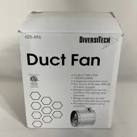 625-af6 Diversitech New Open Box Duct Fan Output 240 Cfm 120vac / 60hz