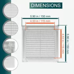 Ecopro Vent 751043450739 6 Inch X 6ftft White Square Grille With Protective Mesh. Lightweight Plas #2