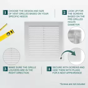 Ecopro Vent 751043450739 6 Inch X 6ftft White Square Grille With Protective Mesh. Lightweight Plas #3