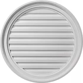 Ekena Millwork 445010377392 24 Inch X Round Primed Polyurethane Paintable Gable Louver Vent Functional