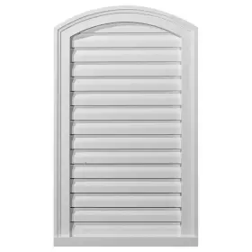 Ekena Millwork 705353892196 18 Inch X 30 Round Top Primed Polyurethane Paintable Gable Louver Vent Non-fu