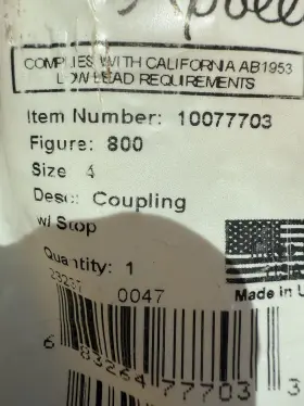10077703 Elkhart 4 Inch Cxc Cu Cplg With St Apollo 800