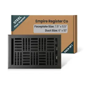 Er2400-610-st-txb Empire Register Co Vent Cover - 6x10 Inch Art Nouveau Design Textured Black Finish Heavy Du