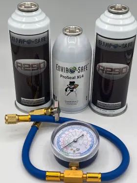 R-290 Enviro-safe Refrigerants Inc. 8007 2 Cans With Gauge Set And 1 Can Proseal Xl4 #8007