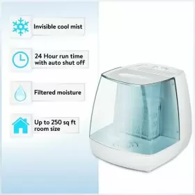 Equate 681131289566 1.1 Gallon 250 Sq Ft Invisible Cool Mist Humidifier White And Blue #2