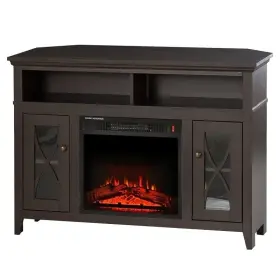 Dbhy3241 Espresso Electric Fireplace Mantel Tv Stand W Adjustable Shelves With 2 Storage Cabi