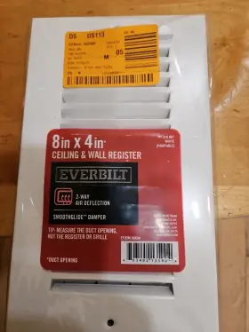 Everbilt 803492135904 Wall Ceiling 2 Way Vent 8 In X 4 Steel Powder Coat White Brand New