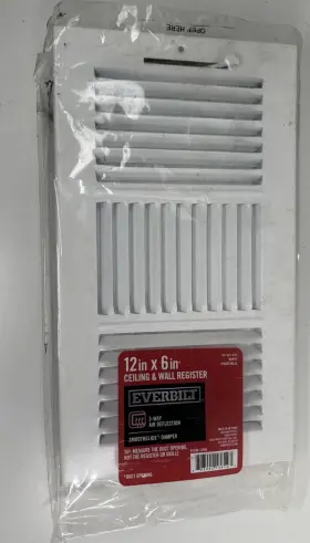 E103m Everbilt 803492136123 12 In X 6 3-way Steel Wall Ceiling Register White