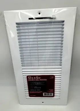 Everbilt 803492136406 12 In X 6 Ceiling And Wall Register 2 Way Air Deflection White New