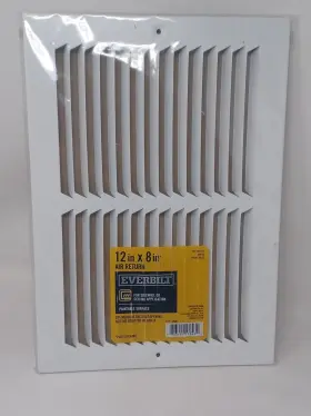 Everbilt 803492136932 1 12 Inch X 8 Steel Return Air Grille In White Powder Coat
