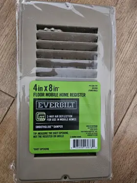 E155mm04x08 Everbilt Mobile Home Floor Register For 4 Inch X8 Hole 2-way Air Defection New
