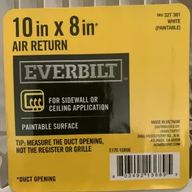E170-10x08 Everbilt Return Air Grille 10 Inch X 8 Louvered Steel Duct Vent For Sidewall #3