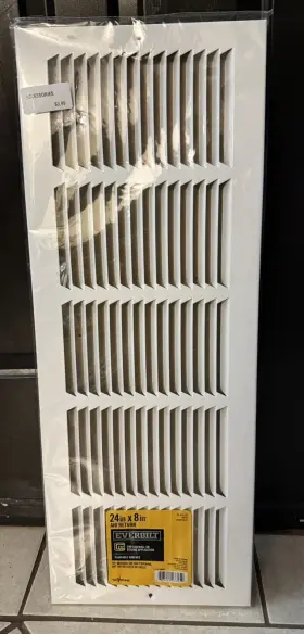 E170024x08 Everbilt 24 Inch X 8 Steel Return Air Grille In White Paintable