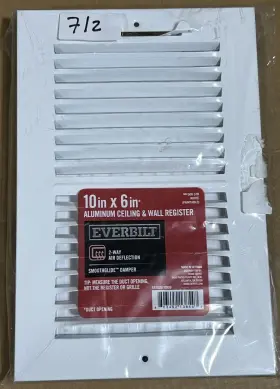 Ea301hm Everbilt 10x06 10 Inch X 6 2-way Air Deflectionwhite Aluminum Ceiling/wall Register New