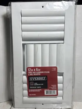 Ea303m Everbilt 3-way Aluminum Adjustable Curved Blade Wall/ceiling Register 12 Inch X 6