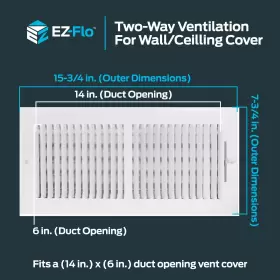 Ez-flo 091712616139 14 X 6 Inch Duct Opening White Air Vent Cover For Wall Or Ceiling - #2
