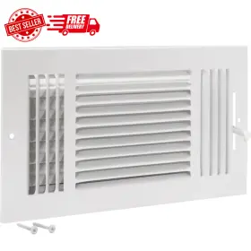 Ez-flo 313098851851 12 X 6 Inch Duct Opening Air Vent Cover For Wall Or Ceiling Three-way Ventila
