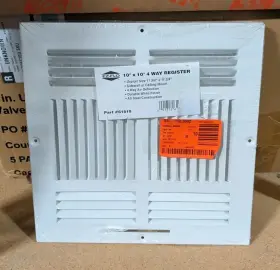 Ez-flo 445004924922 10 Inch X 4-way Steel Wall/ceiling Register White