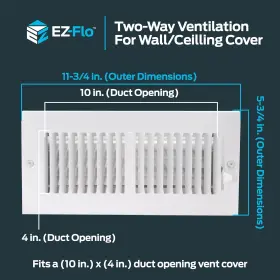 61609 Ez-flo 10 X 4 Inch Duct Opening White Air Vent Cover #2