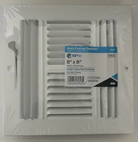 61618 Ez-flo 8 Inch X8 Wall/ceiling Register - White 4 Way Ventilation Steel New