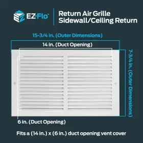 61628 Ez-flo 14 X 6 Inch Duct Opening White Return Air Vent Cover For Wall Or #2