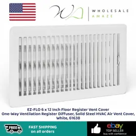 61638 Ez-flo 6 X 12 Inch Floor Register Vent Cover One-way Ventilation
