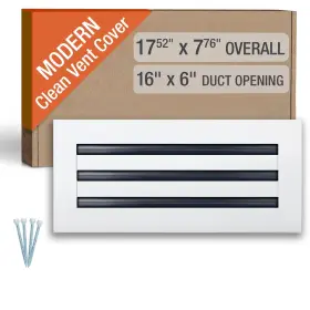 Fs-w-16x6 Fa-star Clean Modern Ac Vent Cover 16 X 6 Duct Opening Cutout - Decorative White Air